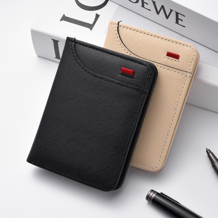 Men Leather Wallet Multi-position Card Holder Vertical ID Card Bag Mini Purse