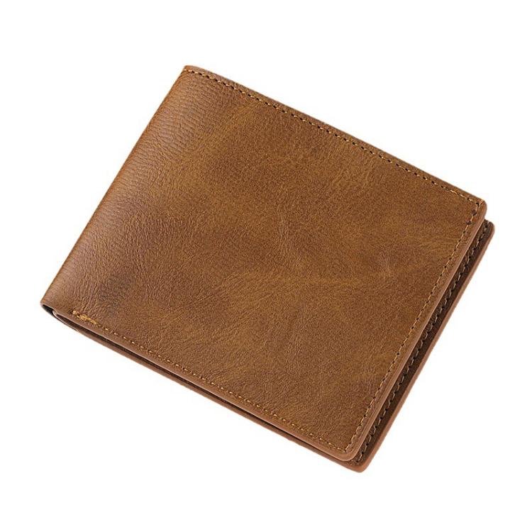Horizontal Purse Retro Men Short Wallet Student Leather Wallet Money Clip