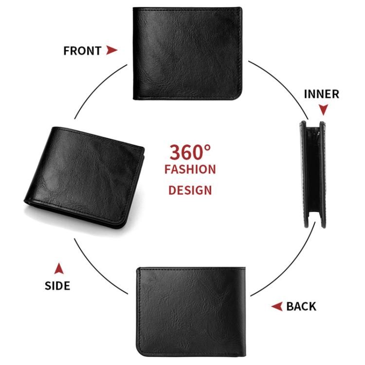 Men Leather Wallet Can Put Driver License Leather Short Money Clip Purse