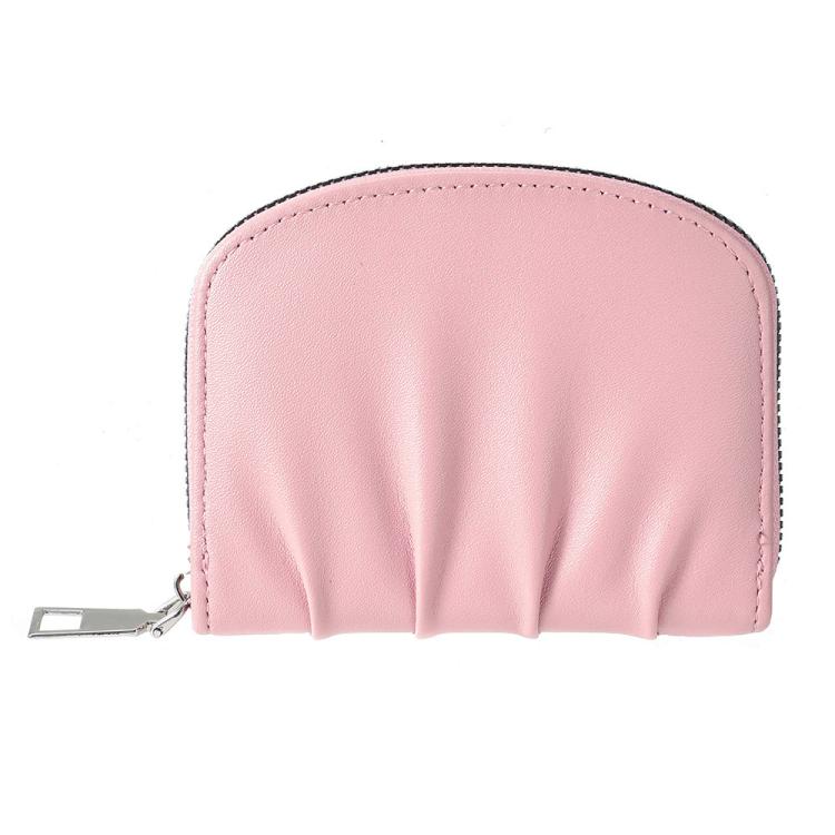 Women Wallet Pleated Sense PU Zipper Short Wallet Simple Solid Color Coin Purse