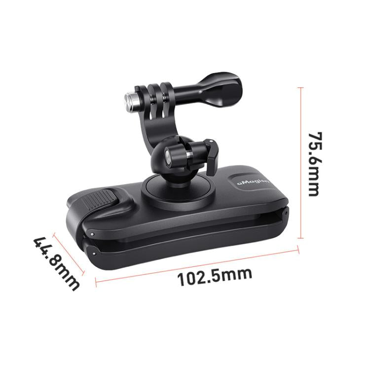 aMagisn 360-degree Rotation Ball Head Backpack Clip for Camera & Smartphone - Black
