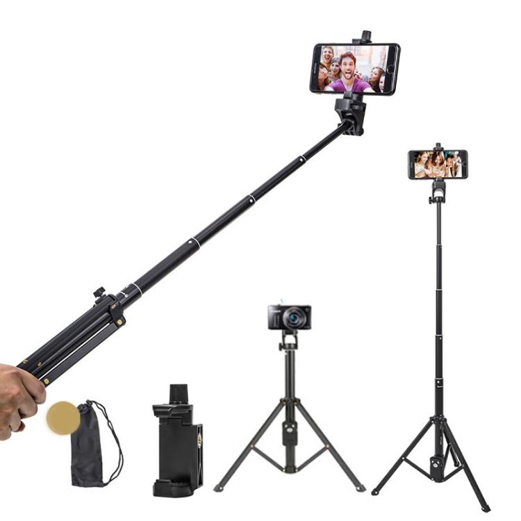 YUNTENG 1688L 16.5-77 Inch Phone Camera Selfie Stick Tripod With Bluetooth Remote Control - Black