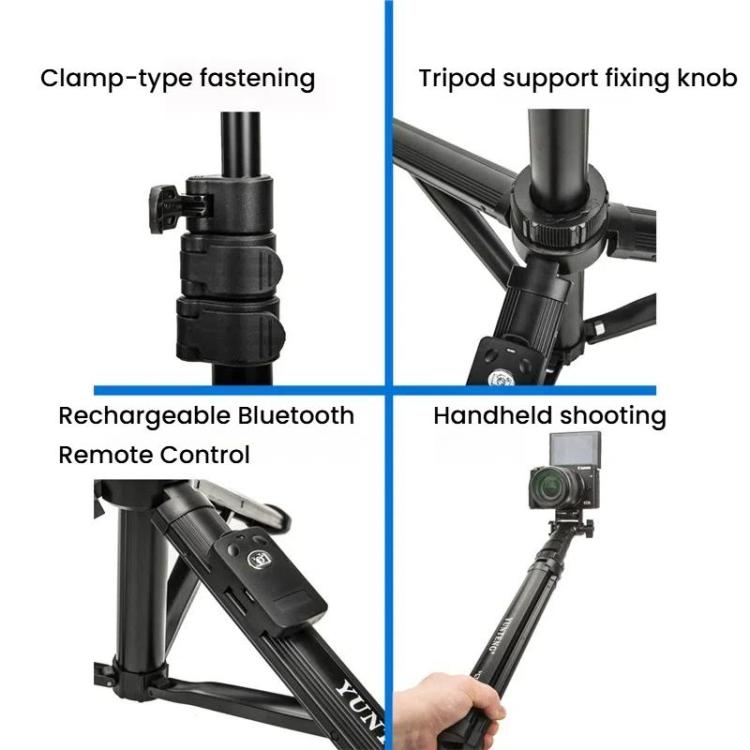 YUNTENG 91666L 18.5-67 Inch Adjustable Tripod Selfie Stick With Remote Control For Phone and Camera - Black