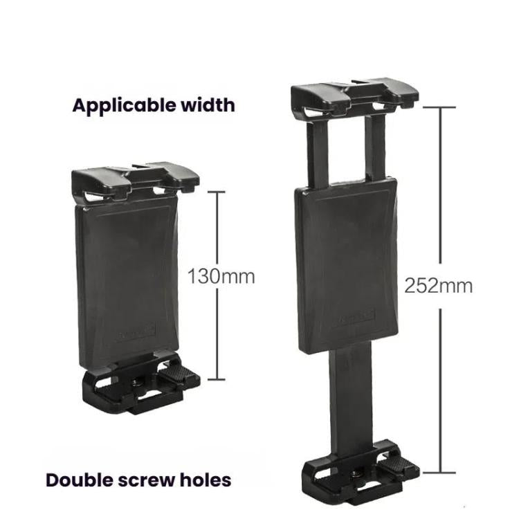 YUNTENG VCT-320 Adjustable Hot Shoe Tablet & Phone Mount Clamp Holder with Dual 1/4 Inch Screw Holes for 5.1-9.9 Inch Devices - Black