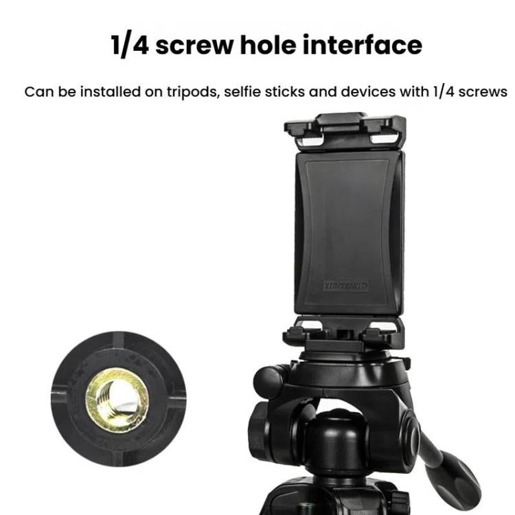 YUNTENG VCT-320 Adjustable Hot Shoe Tablet & Phone Mount Clamp Holder with Dual 1/4 Inch Screw Holes for 5.1-9.9 Inch Devices - Black