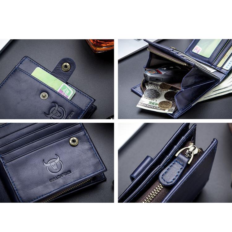 BULL CAPTAIN 038 RFID Anti-Theft Top Layer Cowhide Casual Wallet Driver ID Card Slot Wallet