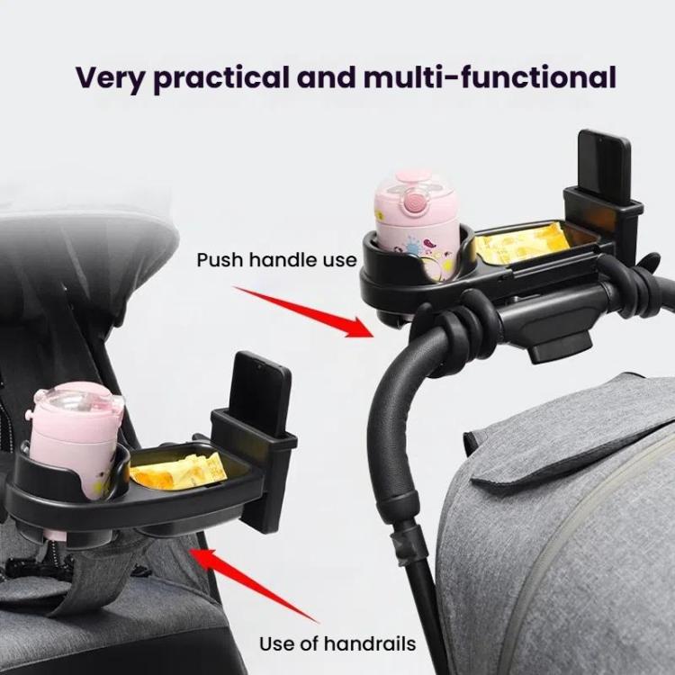3 in 1 Wap-around Baby Stroller Tray Cup Holder - Black