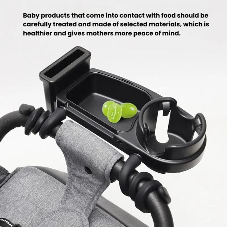 3 in 1 Wap-around Baby Stroller Tray Cup Holder - Black