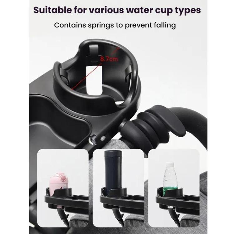 3 in 1 Wap-around Baby Stroller Tray Cup Holder - Black