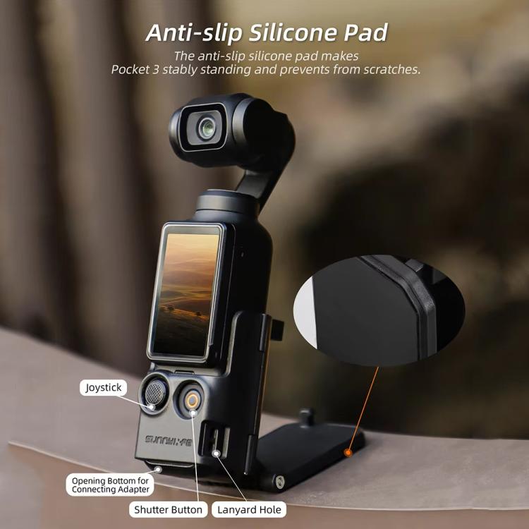 For DJI Osmo Pocket 3 Sunnylife OP3-ZJ761 Magnetic Stand Base Angle Adjustable Multi-functional Desktop Stand Accessories - Black