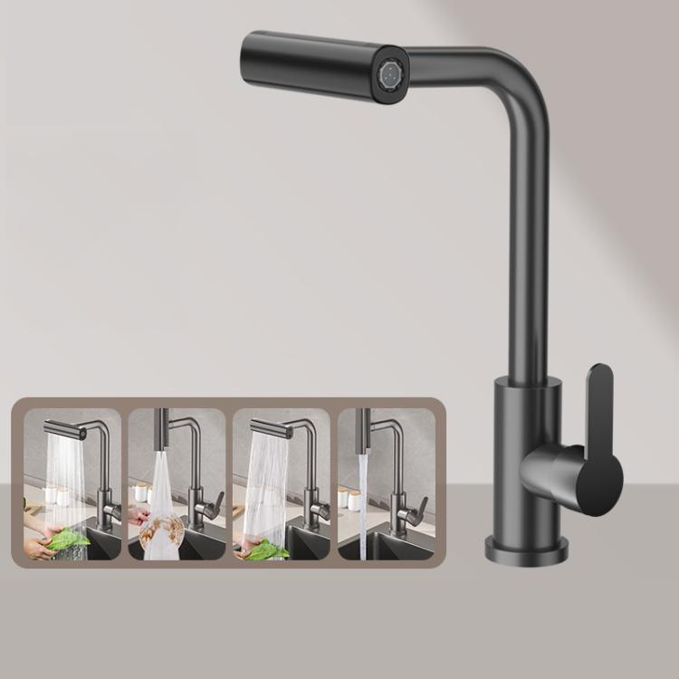 Non-pull-out Version 4 Modes Waterfall Kitchen Faucet Single Hole Hot/Cold Water Mixer Tap for Sink Black