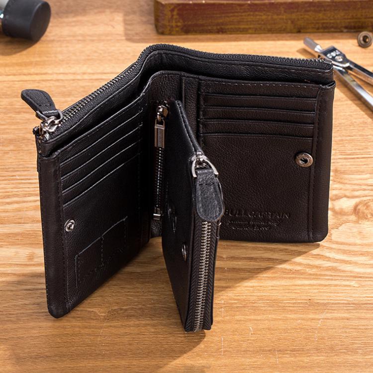 BULL CAPTAIN 050 RFID Anti-theft Top Layer Multi-Slot Wallet with Detachable Coin Purse