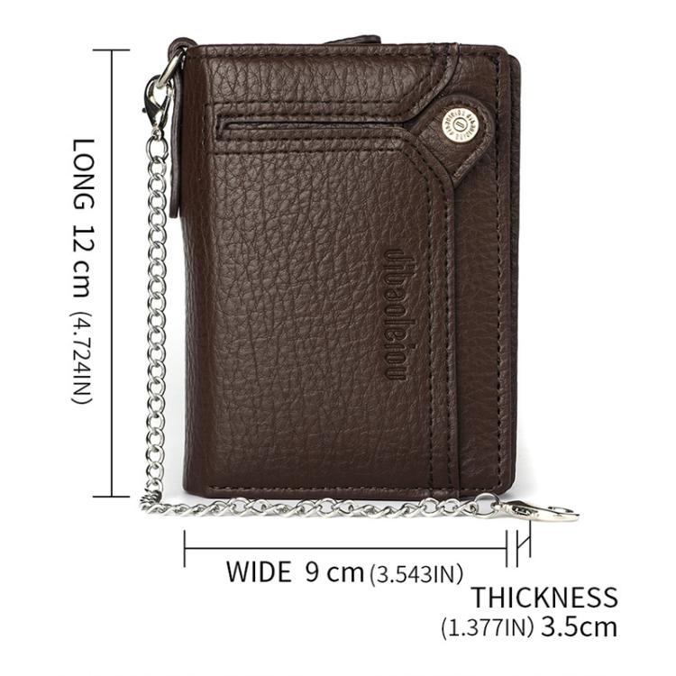 Dibaoleiou Men Anti-Theft Chain Wallet Retro Money Purse Driver License Card Bag Zipper Coin Purse