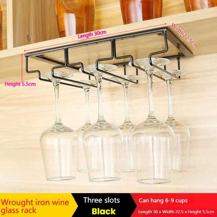 Upside Down Hanging Wine Cup Holder Cabinet Goblet Bracket Hanging Wine Glass Holder, Size: 3 Slots