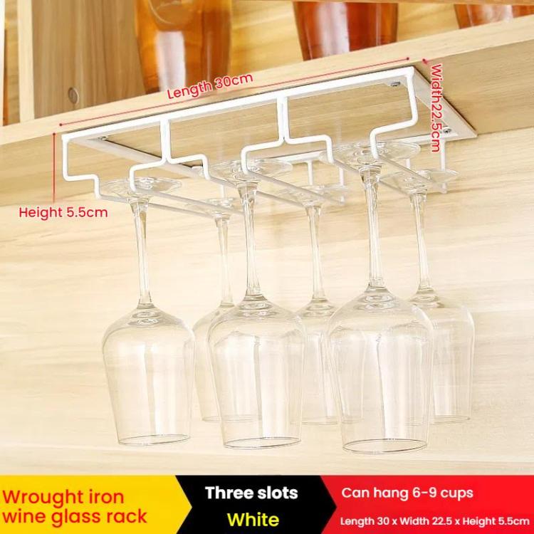 Upside Down Hanging Wine Cup Holder Cabinet Goblet Bracket Hanging Wine Glass Holder, Size: 3 Slots