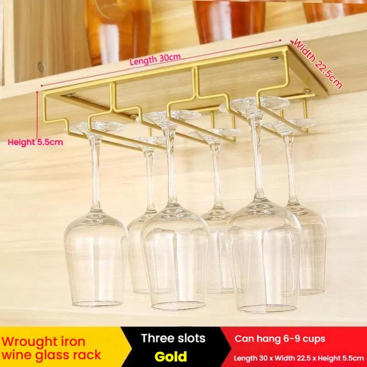 Upside Down Hanging Wine Cup Holder Cabinet Goblet Bracket Hanging Wine Glass Holder, Size: 3 Slots