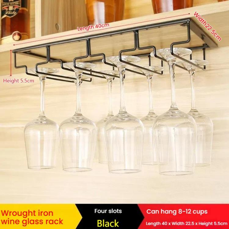 Upside Down Hanging Wine Cup Holder Cabinet Goblet Bracket Hanging Wine Glass Holder, Size: 4 Slots