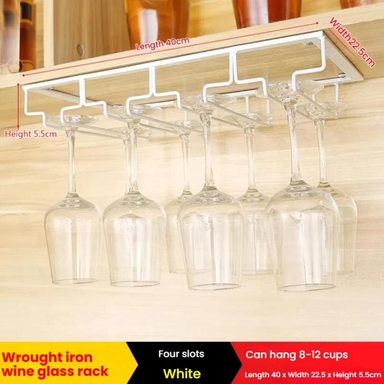 Upside Down Hanging Wine Cup Holder Cabinet Goblet Bracket Hanging Wine Glass Holder, Size: 4 Slots