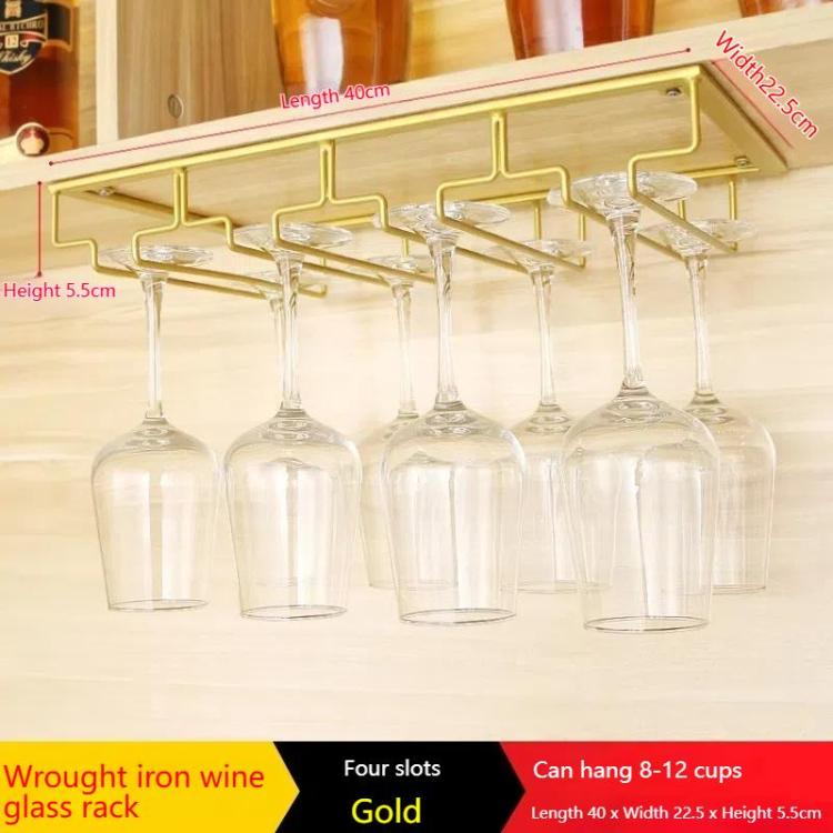 Upside Down Hanging Wine Cup Holder Cabinet Goblet Bracket Hanging Wine Glass Holder, Size: 4 Slots