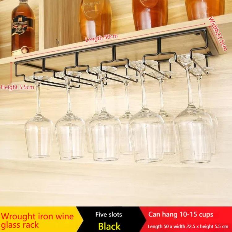 Upside Down Hanging Wine Cup Holder Cabinet Goblet Bracket Hanging Wine Glass Holder, Size: 5 Slots