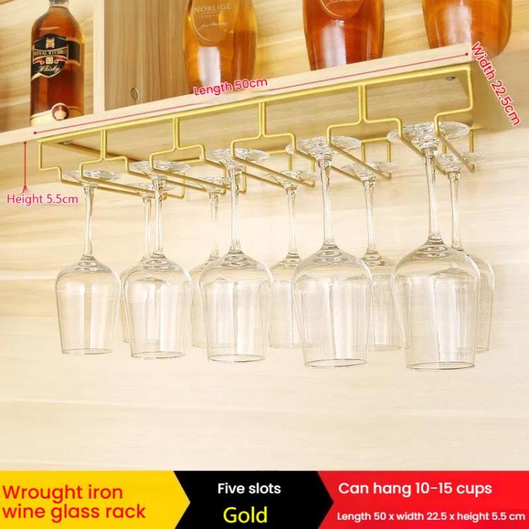 Upside Down Hanging Wine Cup Holder Cabinet Goblet Bracket Hanging Wine Glass Holder, Size: 5 Slots