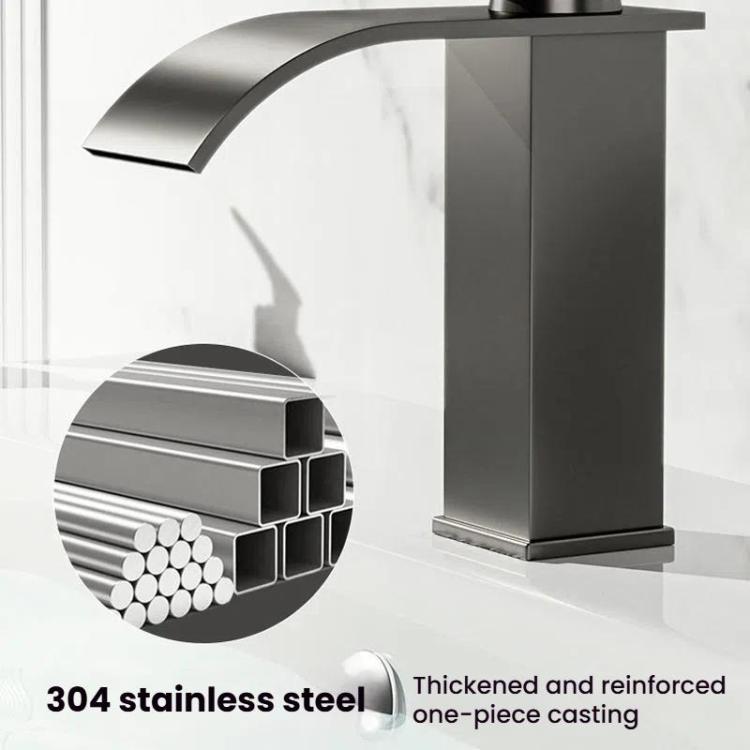 Waterfall Wash Basin Faucet Stainless Steel Hot/Cold Water Mixer Tap for Sink Basin, Spec: Low Silver Plating