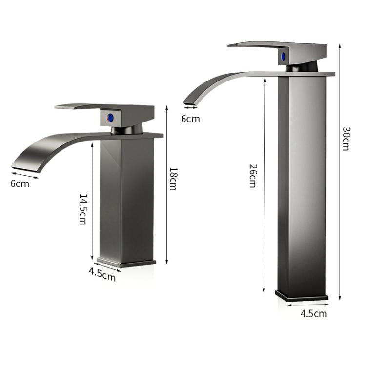 Waterfall Wash Basin Faucet Stainless Steel Hot/Cold Water Mixer Tap for Sink Basin, Spec: High Silver Plating