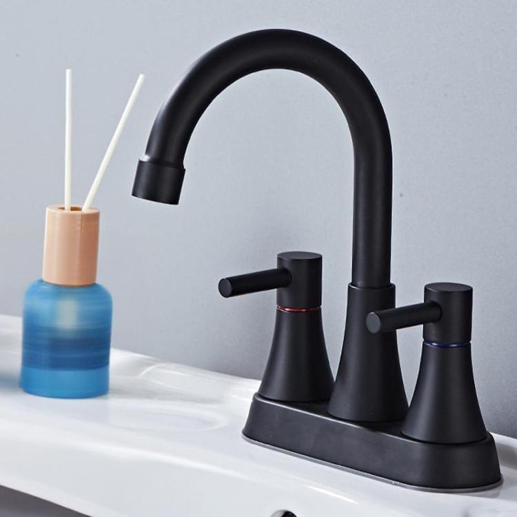Dual Handle Two-Hole Bathroom Sink Faucet for Undermount Basin Separate Hot/Cold Water Controls, Spec: Black A3