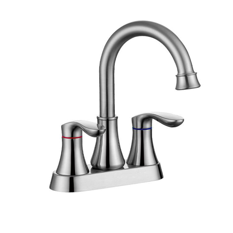 Dual Handle Two-Hole Bathroom Sink Faucet for Undermount Basin Separate Hot/Cold Water Controls, Spec: Brushed YH047
