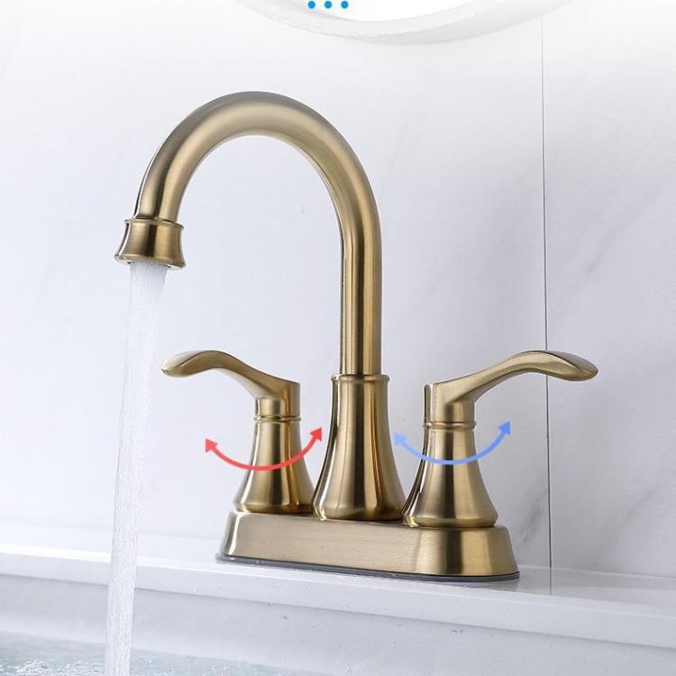 Dual Handle Two-Hole Bathroom Sink Faucet for Undermount Basin Separate Hot/Cold Water Controls, Spec: Gold YH050