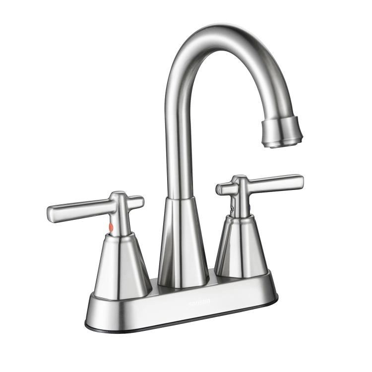 Dual Handle Two-Hole Bathroom Sink Faucet for Undermount Basin Separate Hot/Cold Water Controls, Spec: Brushed YH068