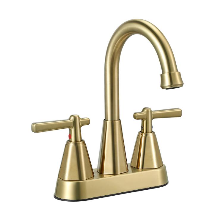 Dual Handle Two-Hole Bathroom Sink Faucet for Undermount Basin Separate Hot/Cold Water Controls, Spec: Brushed Gold YH069