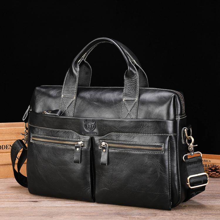 BULL CAPTAIN 056 Large Capacity Top Layer Cowhide Retro Business Hand-Held Briefcase