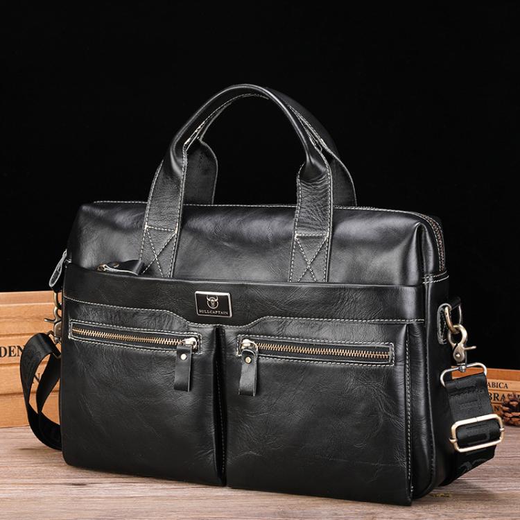 BULL CAPTAIN 056 Large Capacity Top Layer Cowhide Retro Business Hand-Held Briefcase
