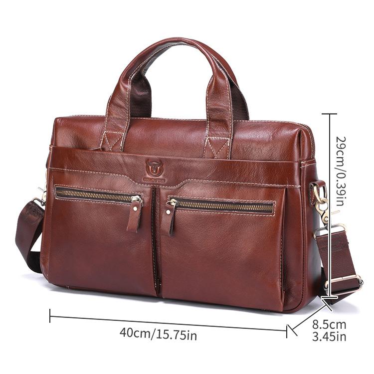 BULL CAPTAIN 056 Large Capacity Top Layer Cowhide Retro Business Hand-Held Briefcase