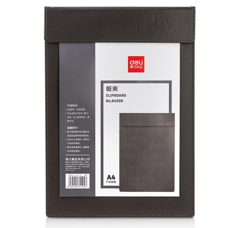 Deli  64506 A4 PU Magnetic Clipboard Writing Board File Folder for Office, Hotel, Meetings, Signing Documents
