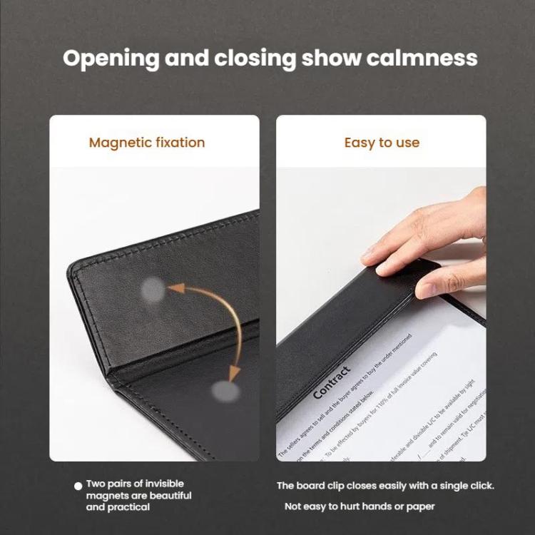 Deli  64506 A4 PU Magnetic Clipboard Writing Board File Folder for Office, Hotel, Meetings, Signing Documents