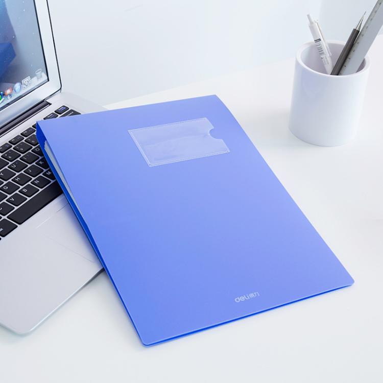 Deli 5333 A4 Hangable Clipboard File Folder With Clip Space-Saving Document Holder - Blue
