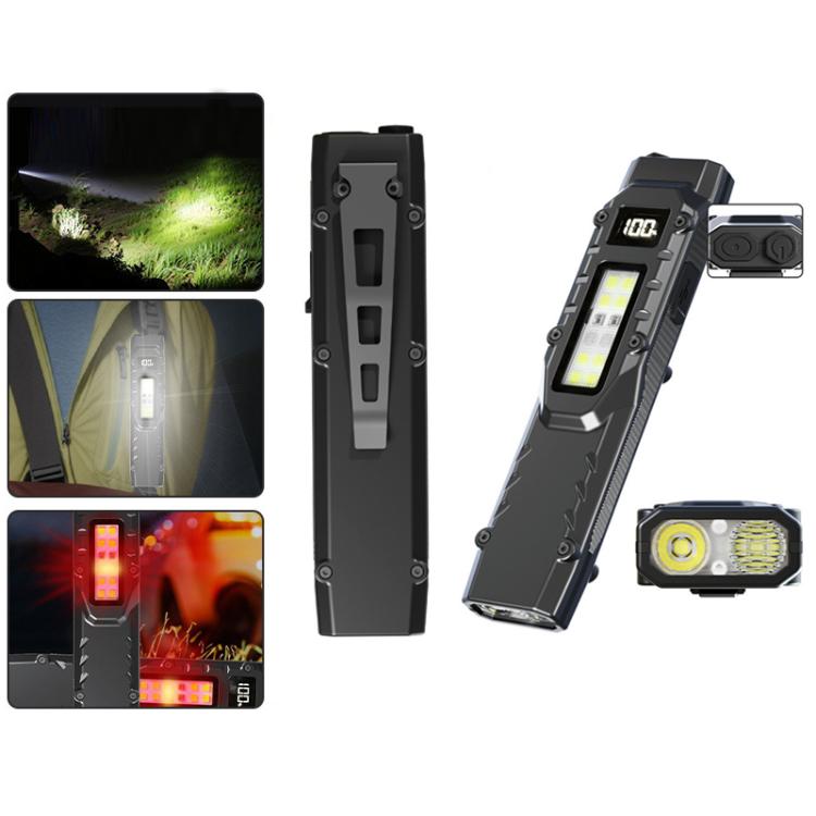 Mini Portable Self-Defense Three-Light Source Flashlight With Pen Clip - DT007