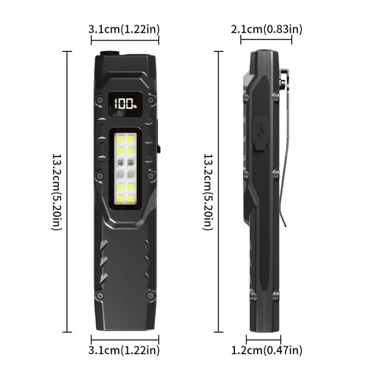 Mini Portable Self-Defense Three-Light Source Flashlight With Pen Clip - DT007