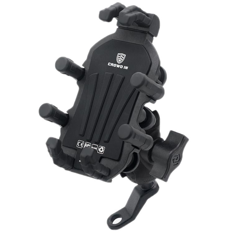 Motorcycle Rearview Mirror Mount Aluminum Alloy Shock-absorbing Mobile Phone Holder - Black