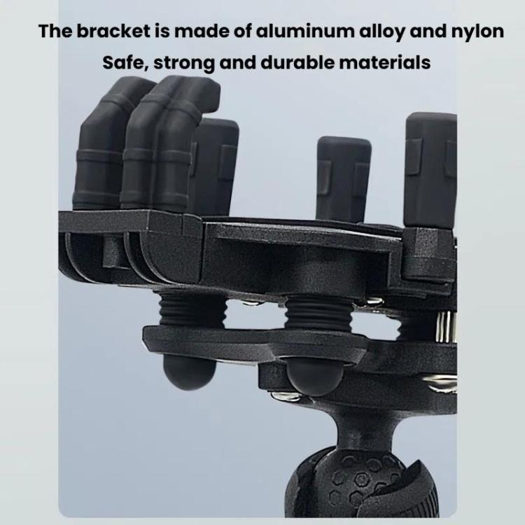 Motorcycle Rearview Mirror Mount Aluminum Alloy Shock-absorbing Mobile Phone Holder - Black