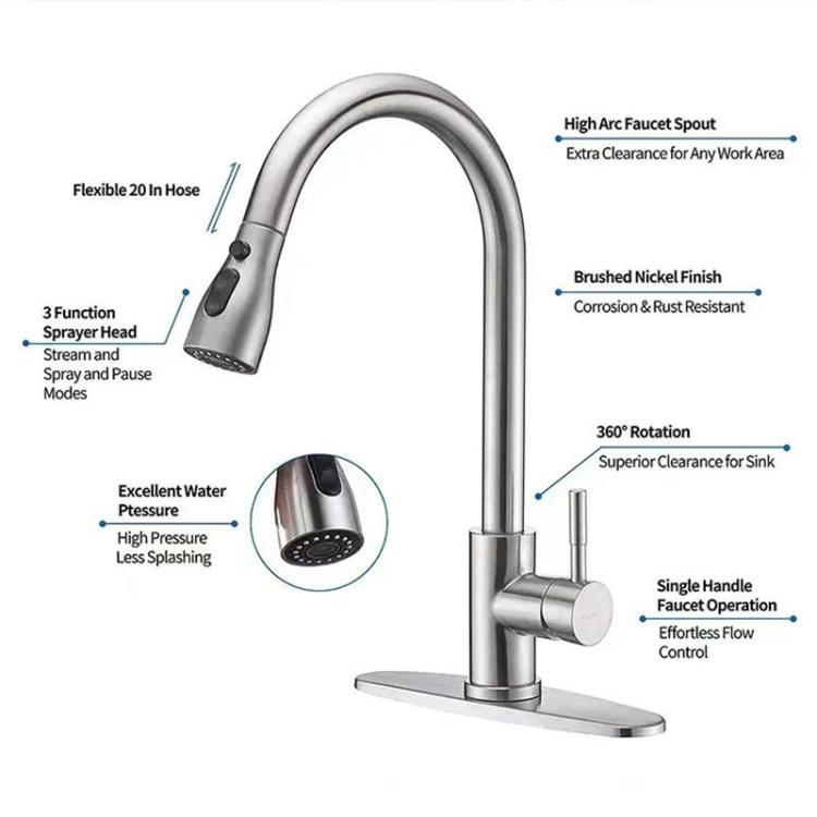 Pull-Out 3 Modes Kitchen Faucet Hot/Cold Water Mixer Tap With Base