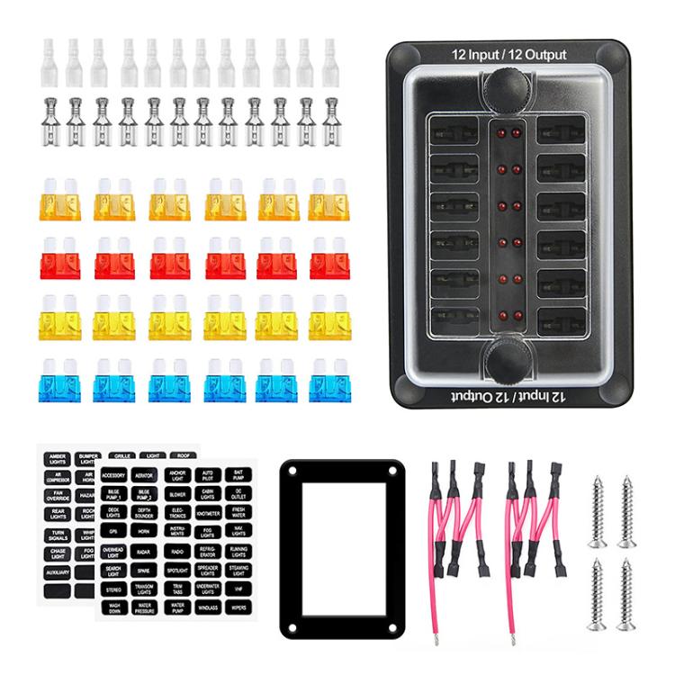One In And One Out 12-Way Fuse Box LED Indicator With Sticker - ZH-1704B2