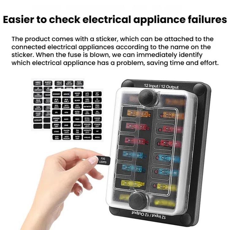 One In And One Out 12-Way Fuse Box LED Indicator With Sticker - ZH-1704B2