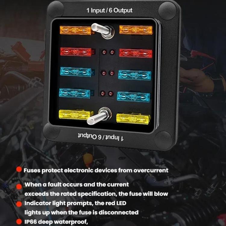 6-Way Waterproof Fuse Box With LED Indicator And Sticker - ZH-1704A1