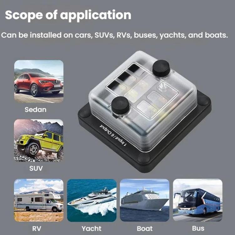 6-Way Waterproof Fuse Box With LED Indicator And Sticker - ZH-1704A1