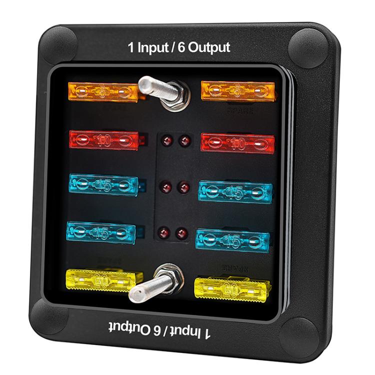 6-Way Waterproof Fuse Box With LED Indicator And Sticker - ZH-1704A1