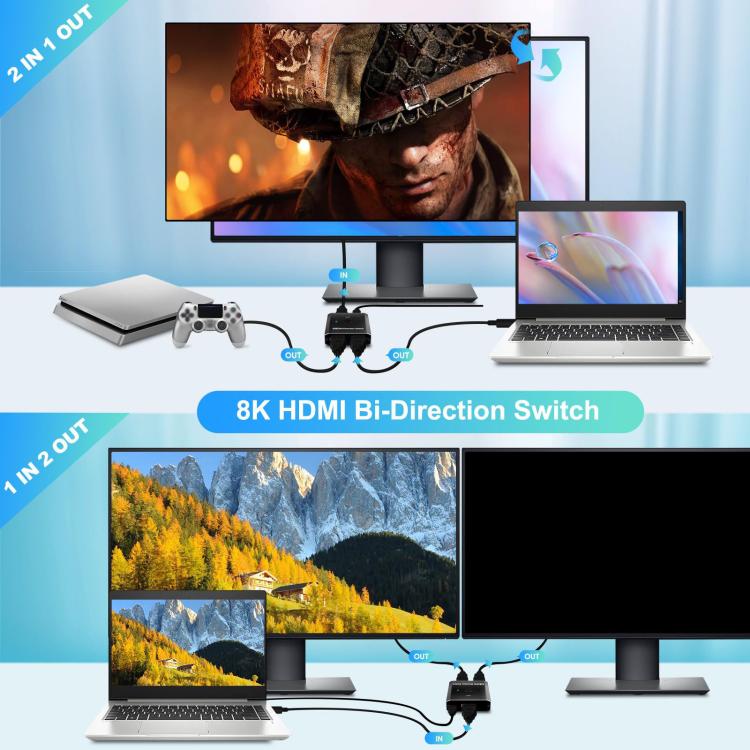 PWAY S6203H 8K 60Hz 2 In 1 Out HDMI-Compatible Two-Way Switcher - S6203H