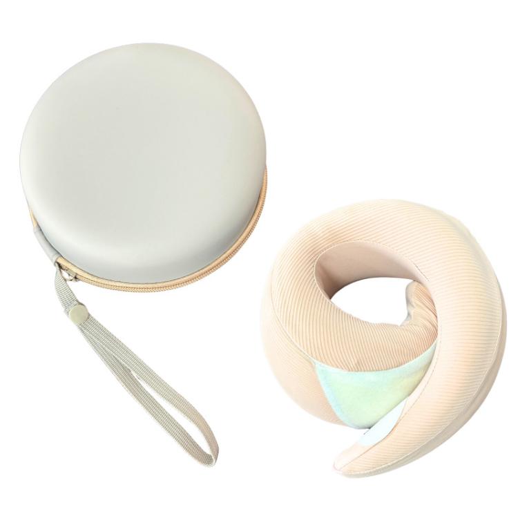 EVA U-shaped Pillow Memory Foam Pillow Storage Bag Portable Airplane Travel Headrest Storage Case - With Handle Light Gray
